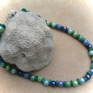 grün-blau-türkise Chrysokoll-Porzellan-Kette,Keramikschmuck Bild 6