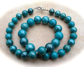 turquoise ceramic necklace, ceramic jewellery, turquoise chain