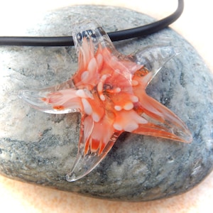 red glass pendant starfish