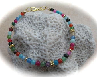 delicate colorful agate jade amethyst carnelian bracelet, gemstone bracelet, gemstone jewelry, gemstone mix bracelet