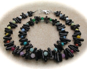 black-colored coral branch necklace,gemstone necklace,gemstone jewelry,coral necklace