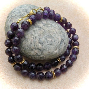 faceted amethyst necklace, stone necklace, gemstone necklaces, gemstone jewelry, purple necklace