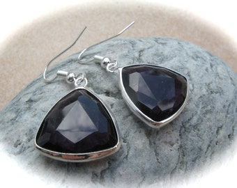 faceted purple glass earrings