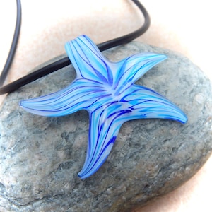 white-turquoise-blue glass pendant starfish