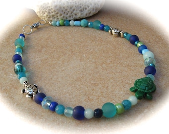 turquoise-green-blue anklet turtle