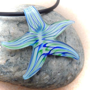 white-blue-green glass pendant starfish