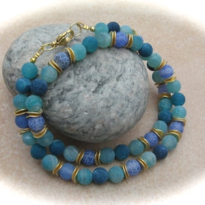 turquoise-green-blue agate necklace,stone necklace,gemstone necklace,green-blue necklace