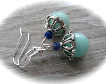 turquoise blue jade agate earrings