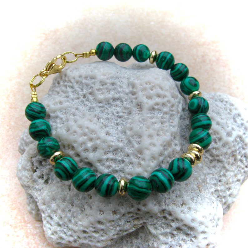 Malachitarmband, Steinarmband, grünes Armband, Edelsteinarmband, Malachitschmuck Bild 3