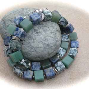 Sodalith Jade Jasper Cube Collier, Cube Chain, Stone Chain, Gemstone Necklace image 5