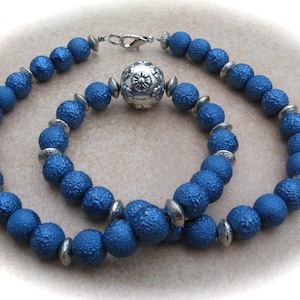 denim blue Stardust pearl necklace