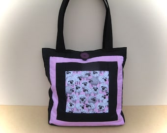 sac patchwork rose-noir mouton