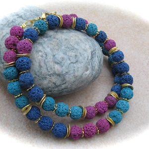 colorful lava necklace, gemstone jewelry, gemstone necklace