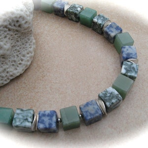 Sodalith Jade Jasper Cube Collier, Cube Chain, Stone Chain, Gemstone Necklace image 7