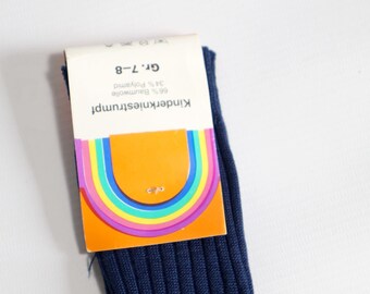 NEW 70s Socks BlaU Kids 7 - 8 Years Stockings Monochrome WaLdorf ReTro Size 31 32 33 34 VinTAge OLDSChooL Uni