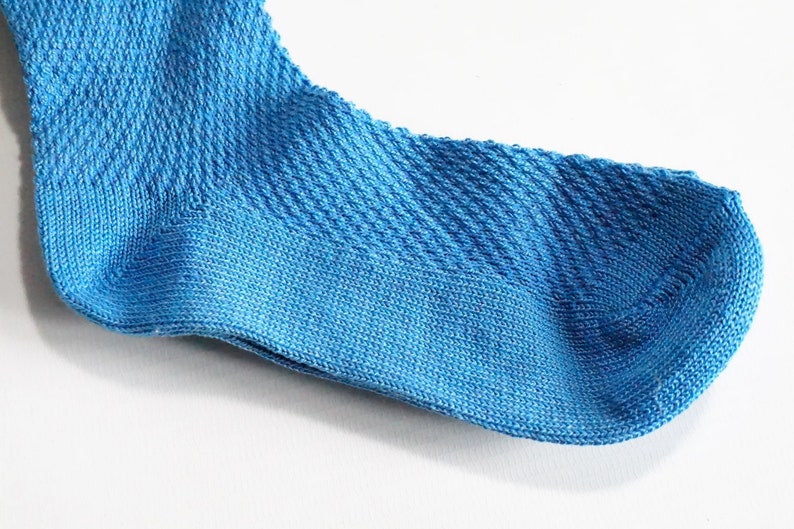 NEW 70s Socks BLau Kids 5-6 Years Stockings One-colorfully WaLdorf ReTro Size 27 28 29 30 VinTAge OLDSChooL Uni