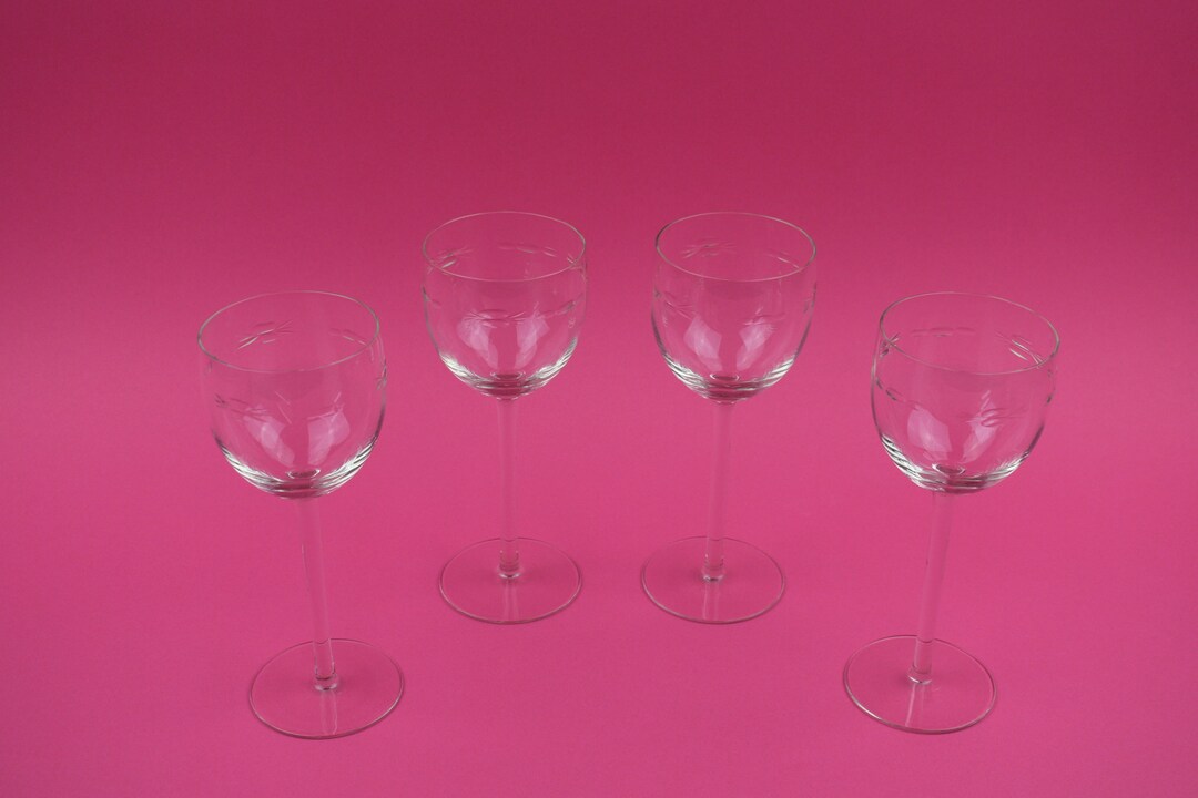 Old Wine Glasses Set of 4 Pieces Retro Vintage Etsy