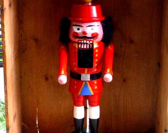 Wooden nutcracker, antique Christmas ornament, vintage #1305216383