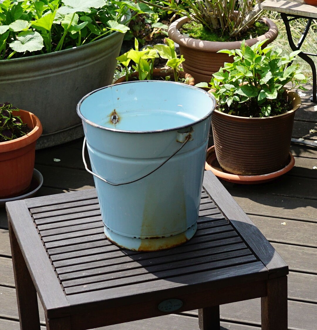 Light Blue Bucket Vintage Old Bucket Enamel Bucket Etsy