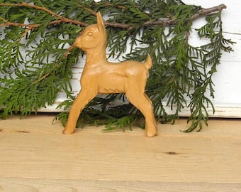 Hand-carved wooden figure goat vintage woodwork #4377572125