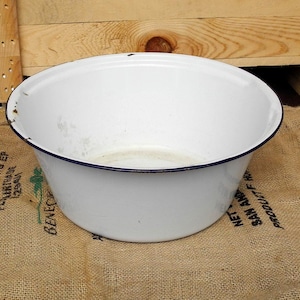 Alte 40 cm große Emailleschüssel mit shabby Chic  Gartendeko  Omas Vintage Küche  #4300545220