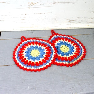 2 gehäkelte Topflappen  Vintage Topflappen   Topfuntersetzer  #1537997905