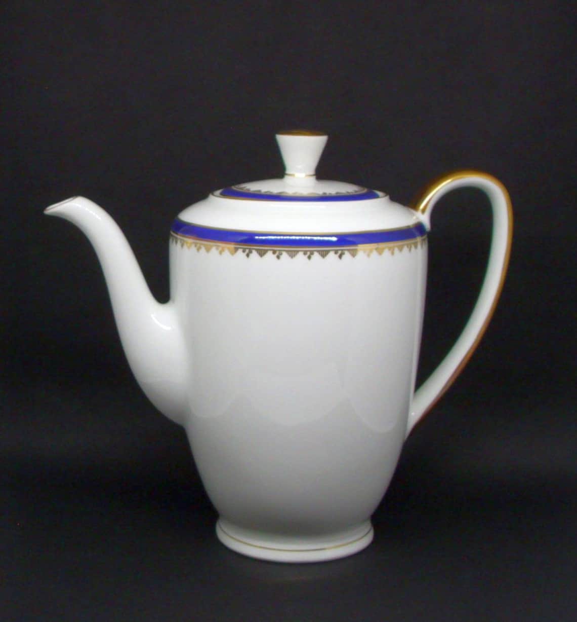 Coffee Pot White Coffee Pot With Gold Rim Seltmann Porcelain Etsy