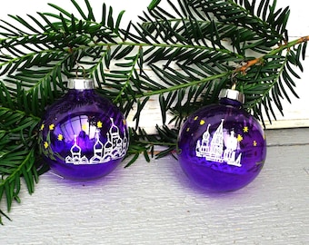 2 glass Christmas tree ornaments, vintage, Made in GDR #1547349609