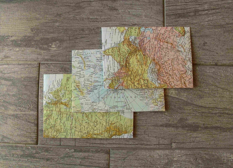 3 Briefumschläge Vintage Landkarten zdjęcie 1