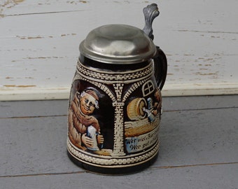 Bierkrug  mit Klappdeckel Vintage