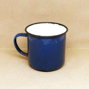 blauer Emaille Becher Vintage  Milchtopf  Schöpfbecher  #1880936919