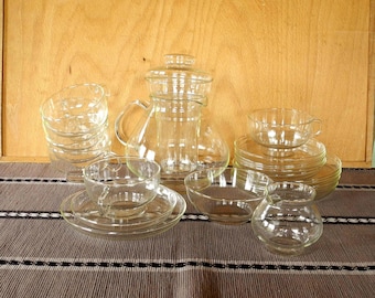Teeservice  aus Glas Design Hans Merz  Jenaer Glas Saaleglas 70er Jahre DDR  #4486457119