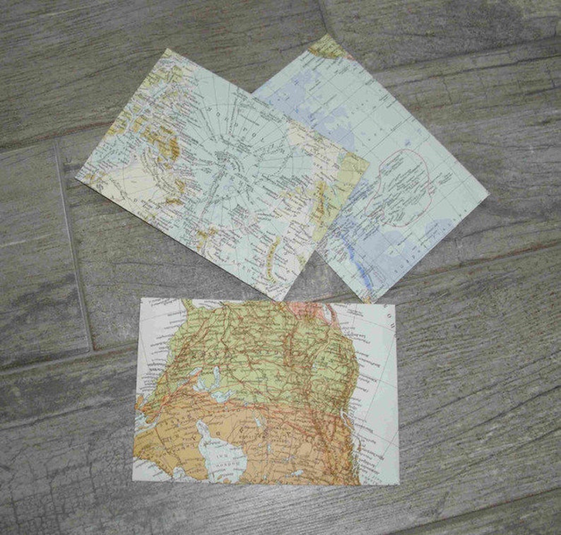 3 Briefumschläge Vintage Landkarten zdjęcie 2