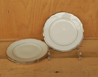 3 small white side plates 15 cm with gold rim #4596740491