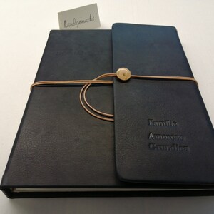 Stammbuch Ganzledereinband Midnight Blue, handgemacht, individuelles Familienbuch, Hochzeit, Trauung, Standesamt, Geburt