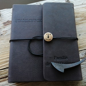 Stammbuch Ganzledereinband Bourbon, handgemacht, individuelles Familienbuch, Hochzeit, Trauung, Standesamt, Geburt