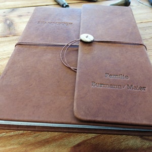 Familieboek volledig lederen band Bourbon, handgemaakt uit de fabriek, individueel familieboek, huwelijk, huwelijksceremonie, burgerlijke stand, geboorte