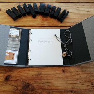 Familieboek linnen etui, "Antraciet", handgemaakt, familieboek, huwelijk, huwelijksceremonie, gemeentehuis, familiedocumenten, leren familieboek