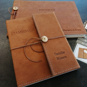 Stammbuch Ledereinband Sahara, handgemacht, individuelles Familienbuch, Hochzeit, Trauung, Standesamt, Geburt,