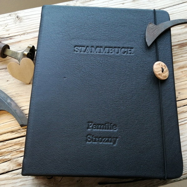 Stammbuch A4, Ganzledereinband, handgemacht, individuelles Familienbuch, Hochzeit, Trauung, Standesamt, Geburt,