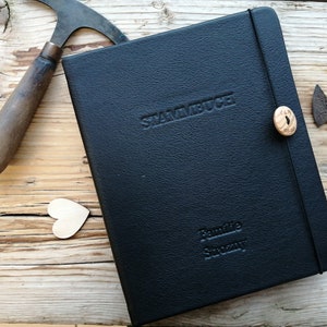 Familieboek A5, volledig lederen kaft "Gaucho", handgemaakt, individueel familieboek, bruiloft, huwelijksceremonie, burgerlijke stand, geboorte,