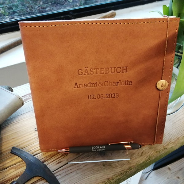 Gästebuch, Ledereinband mit Steppnaht