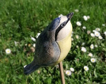 Keramikvogel  Blaumeise Gartenkeramik Vogelfigur