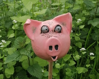 Rosenkugel Schwein Gartenkeramik
