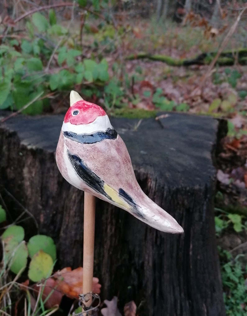 Ceramic bird Steglitz garden ceramic bird figure image 5