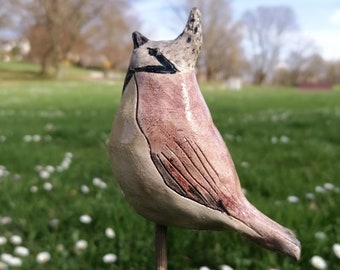 Keramikvogel  Haubenmeise  Gartenkeramik Vogelfigur