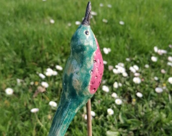 Keramikvogel Kolibri Gartenkeramik Vogelfigur