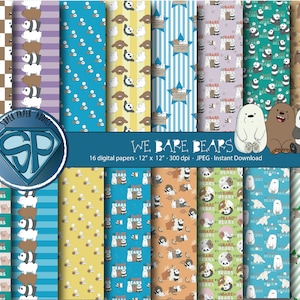 COD0n04-50%OFF We Bare Bears digital paper/Digital Paper Pack/Digital Scrapbooking Paper/Instant Download for Personal and Commercial