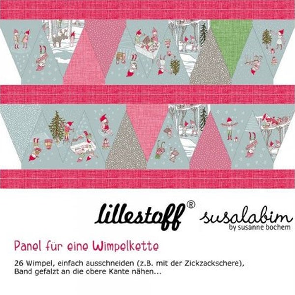 Lillestoff Wichtel Wimpelkette Rapport 90 cm zum selbernähen Wichtelwinter Weihnachten