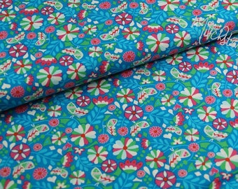 Cotton butter bloom Jolijou flowers butterflies turquoise pink